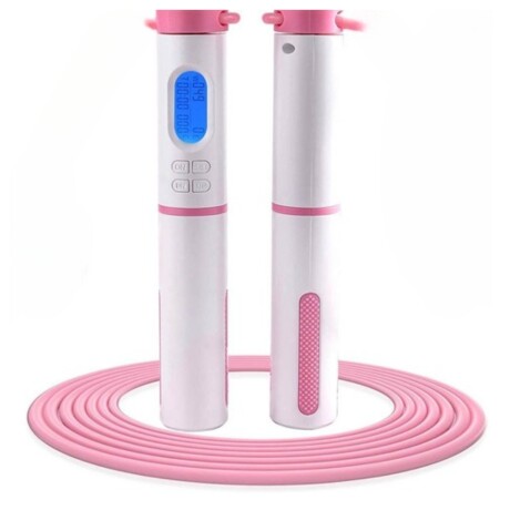 Cuerda de saltar electrónica multifuncional con contador electrónico Rosa