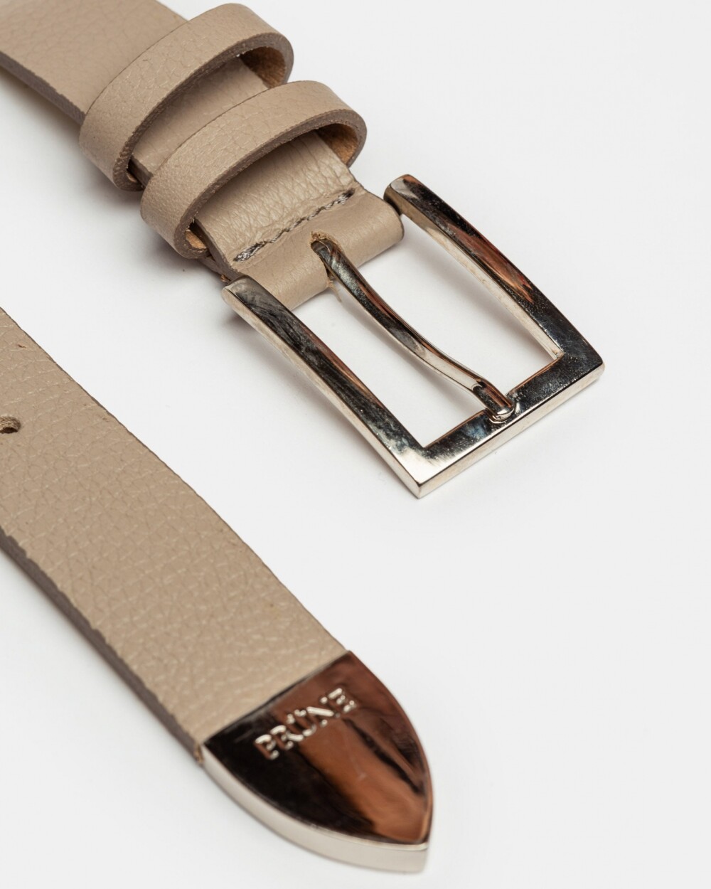 Cinto Coconut en cuero graneado Taupe