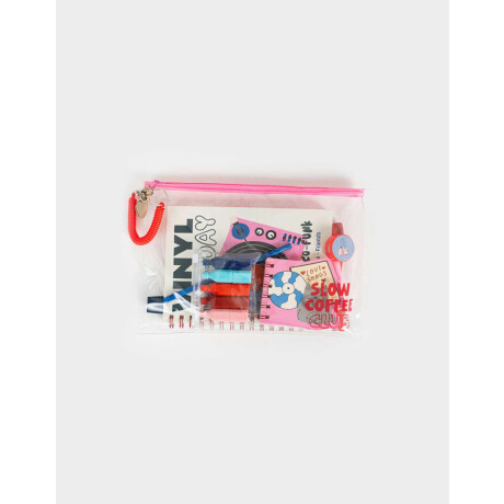 Set De Librería En Estuche De Pvc Con Strap Y Charm Combinacion Multicolor