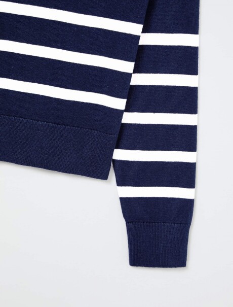 BUZO INFANTIL DE PUNTO A RAYAS AZUL