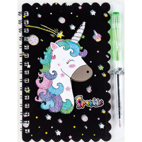 Libreta con Espiral Diseño Unicornio Negro