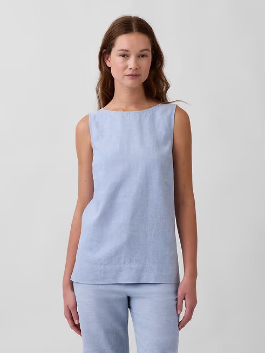 Musculosa De Lino Mujer - Blue Suede 