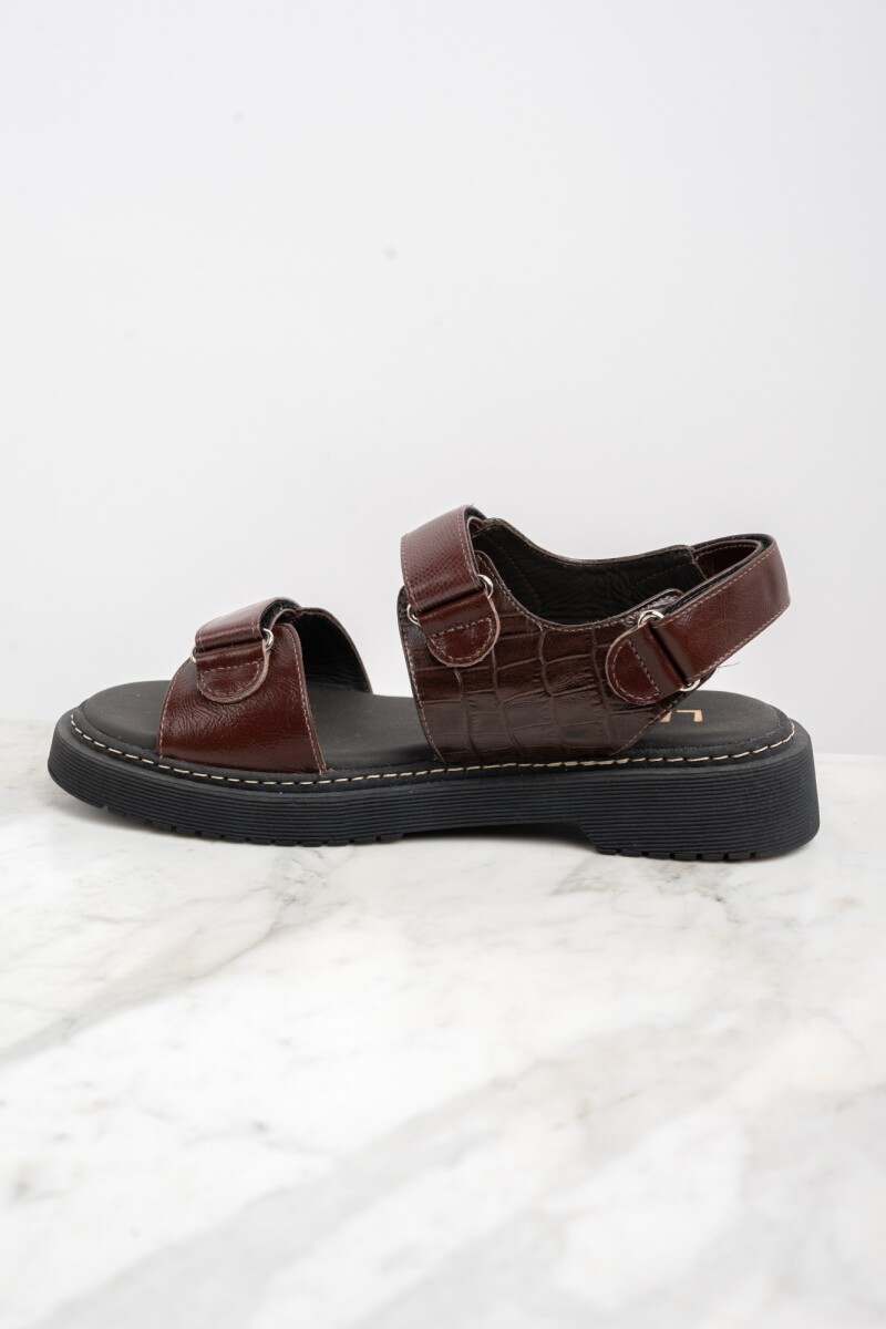 Sandalia Cuero Combinada Bordeaux