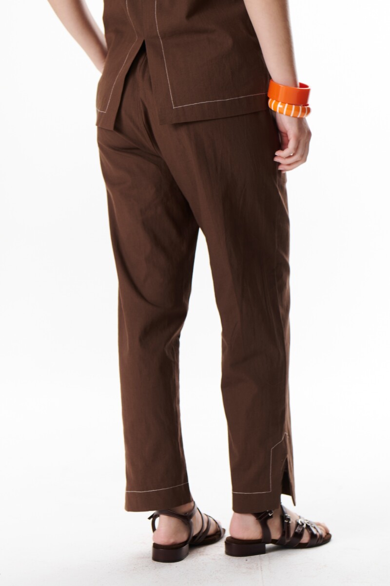 PANTALON LINO STRECH MARRON