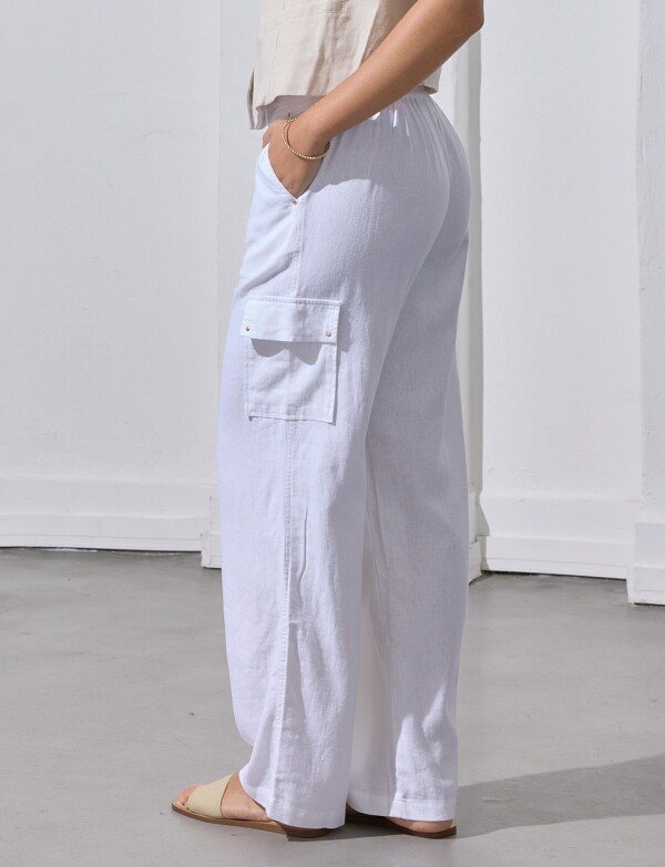Pantalon Lino Bls Cargo BLANCO