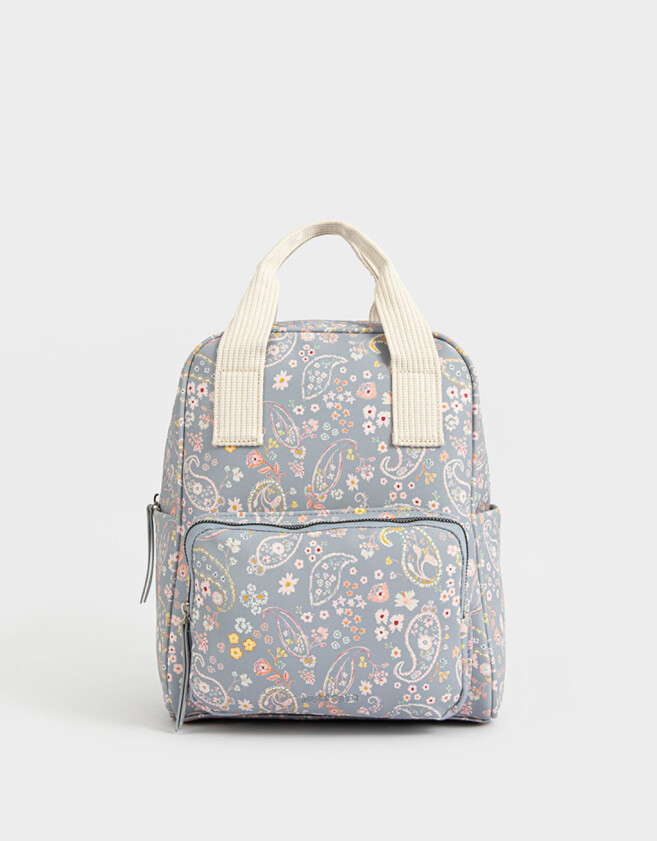 Mochilas Urbanas Estampados Mochila De Cuerina - Azul Celeste