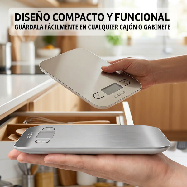 Balanza Digital de Cocina IMBACK con Precisión 1g a 5kg, Acero Inoxidable Color Plateado Balanza Digital de Cocina IMBACK con Precisión 1g a 5kg, Acero Inoxidable Color Plateado