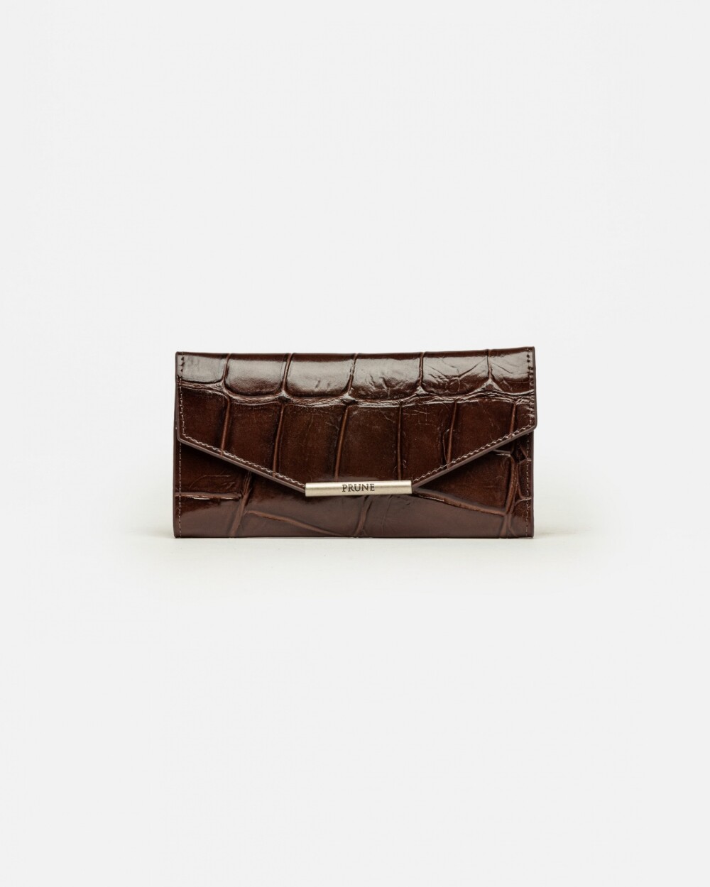 Billetera Darla en cuero grabado big croco Marron