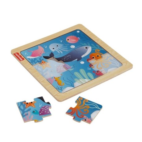 Mini Puzzle De Madera Fisher Price Hxv15 Universo Binario ANIMALES-MAR