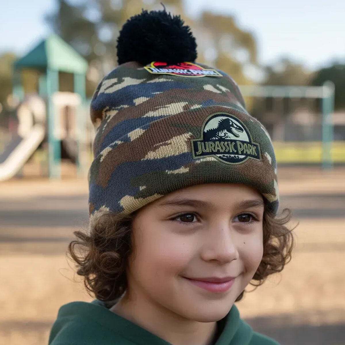 Gorro De Lana Infantil Con Pompón Jurassic World Oficial 