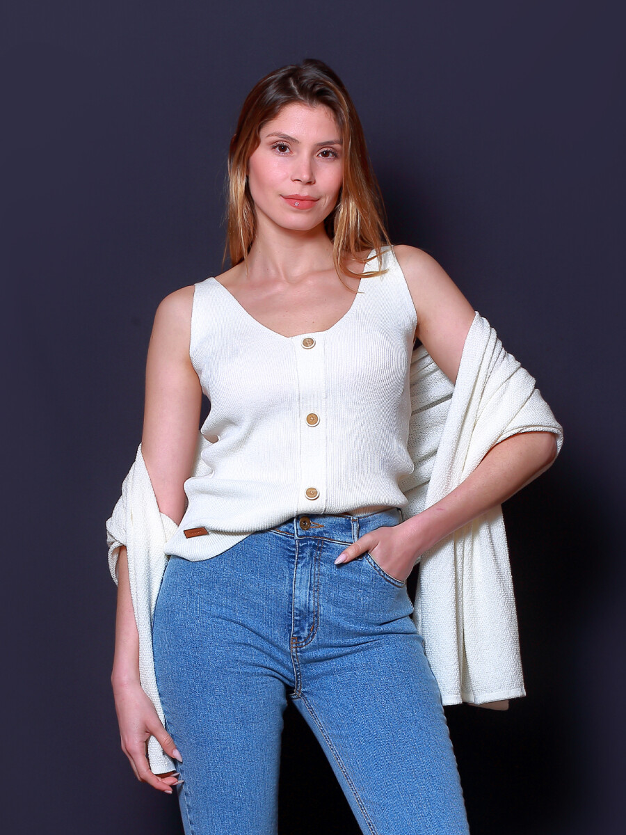 Musculosa Eva - Blanca con Botones 