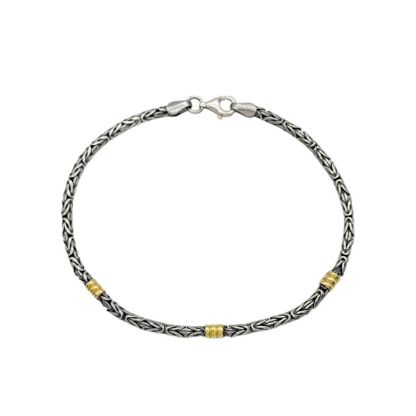 Pulsera Espiga-Plata y Oro-Sin Piedra-PU5084 sinpiedra