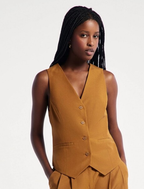 CHALECO SASTRERO DE LINO MARRÓN