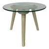 Mesa lateral baja color crema. Tapa de vidrio Mesa lateral baja color crema. Tapa de vidrio