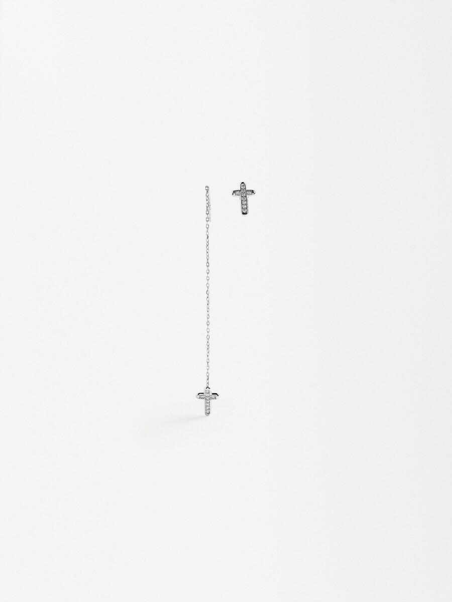 Pendientes Cruz Asimétricos - Plata De Ley 925 plateado