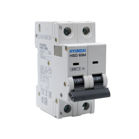 Llave térmica HGD63S din 2P 6A 4,5kA HY1206S