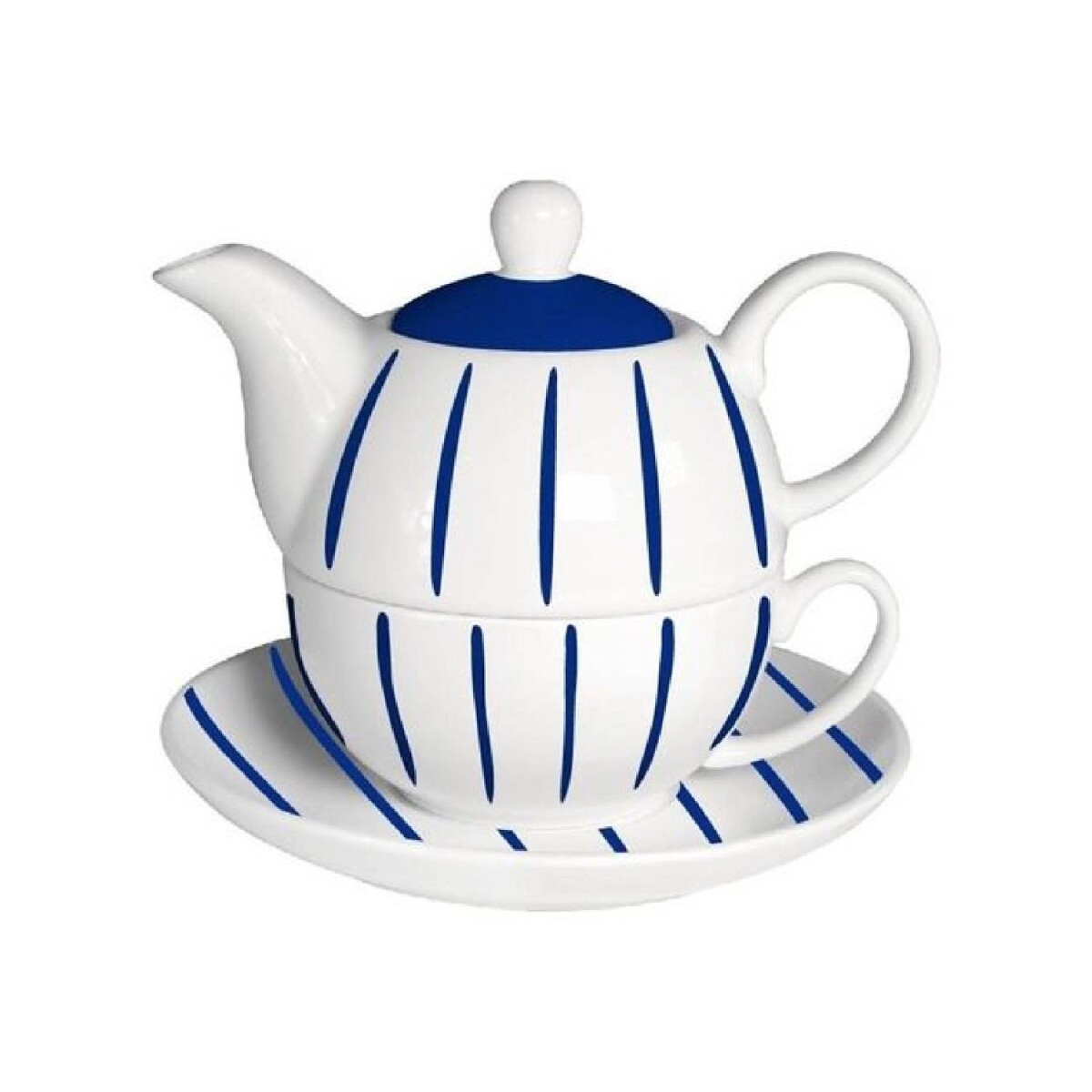 Juego de Té 3 Piezas Selecta en Porcelana - Lineas Azules 