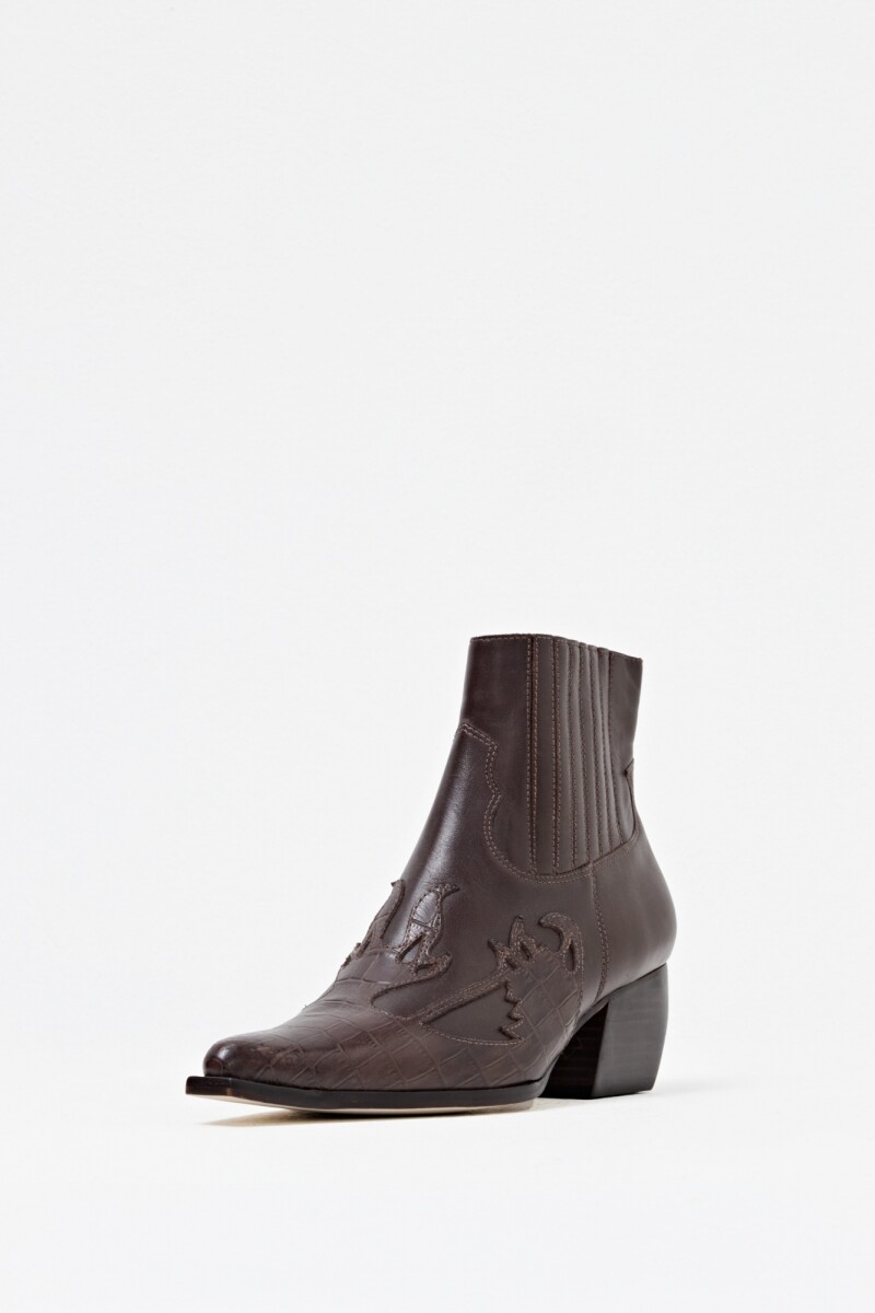 Bota de cuero Texi croco chocolate