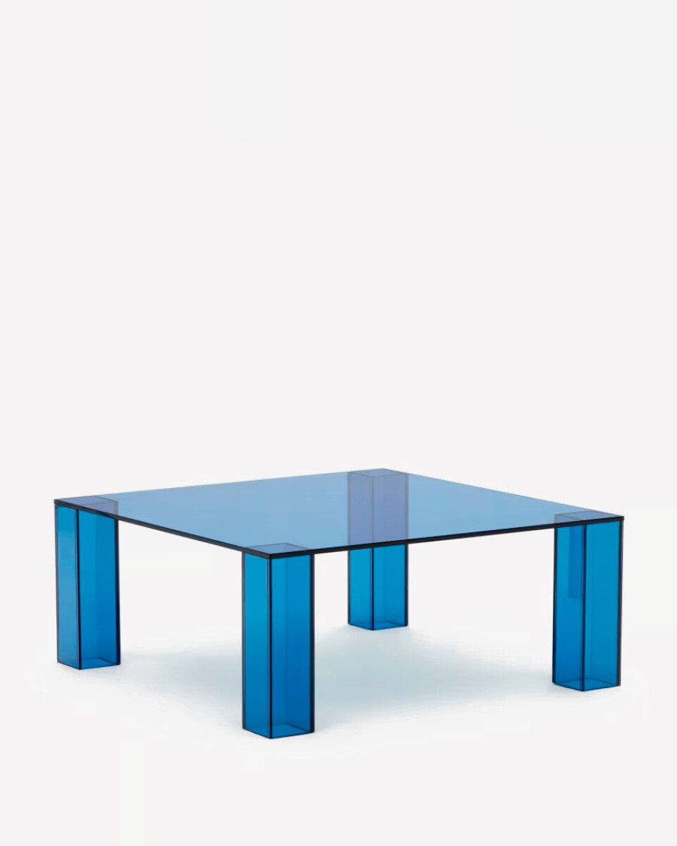 Mesa auxiliar Adularia de cristal templado - azul 85 x 85 cm 