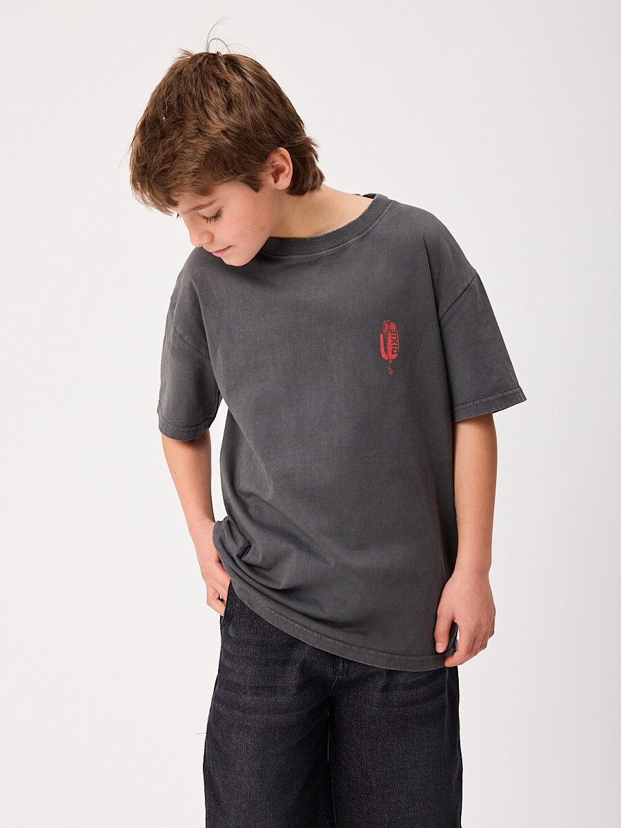 T-SHIRT M/C PALITO TEEN DIXIE Gris Oscuro