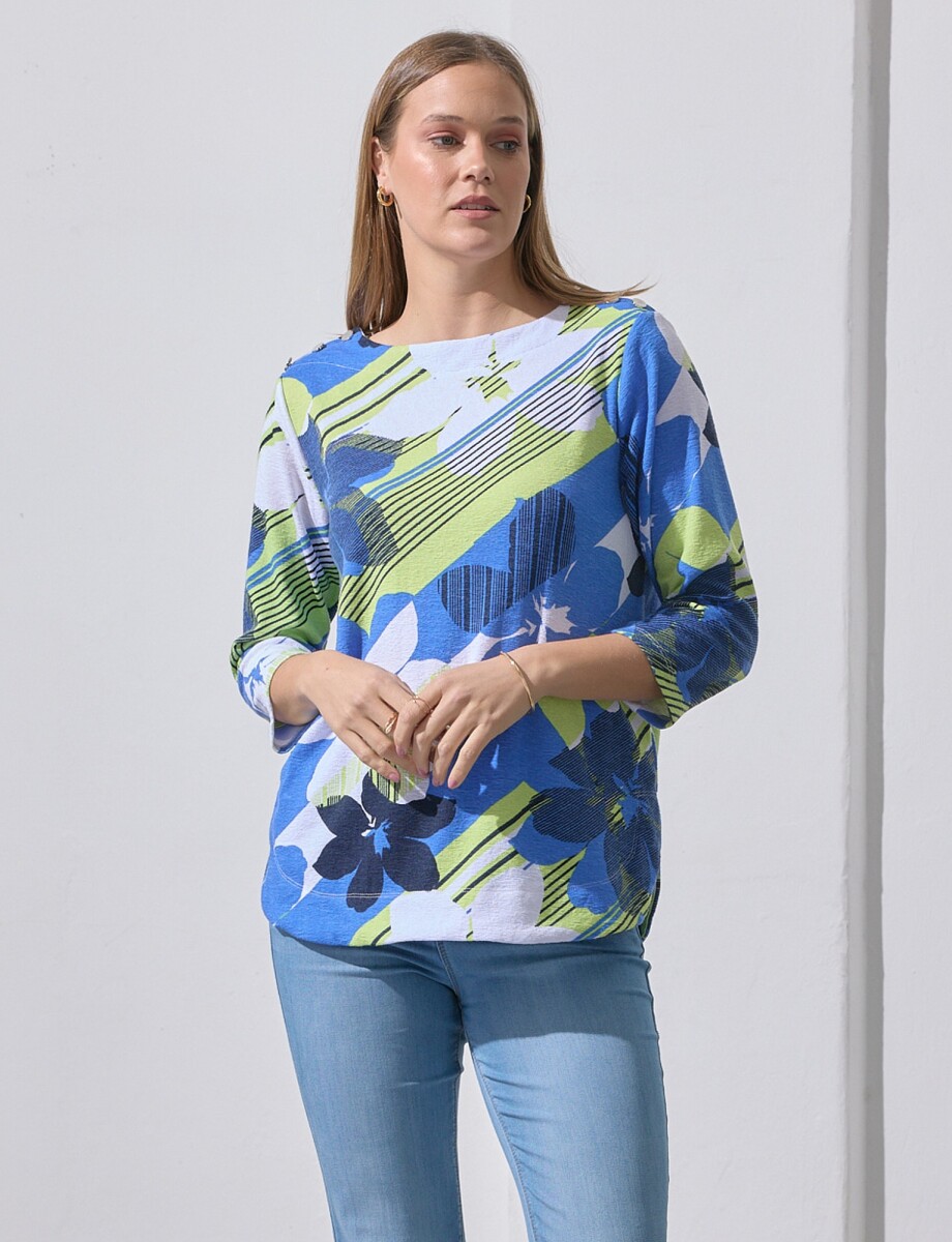 Blusa Printed - Multi/azul 