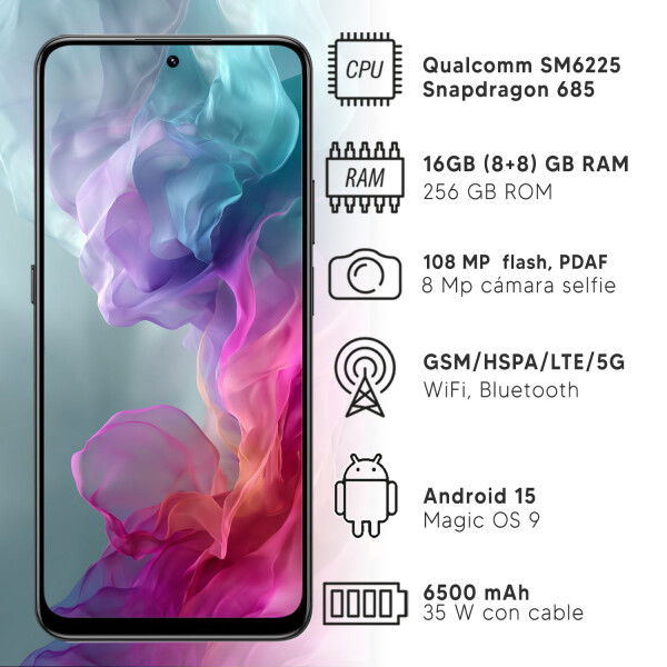 Honor X7d 16 Gb (8+8) Gb Ram 256gb NEGRO