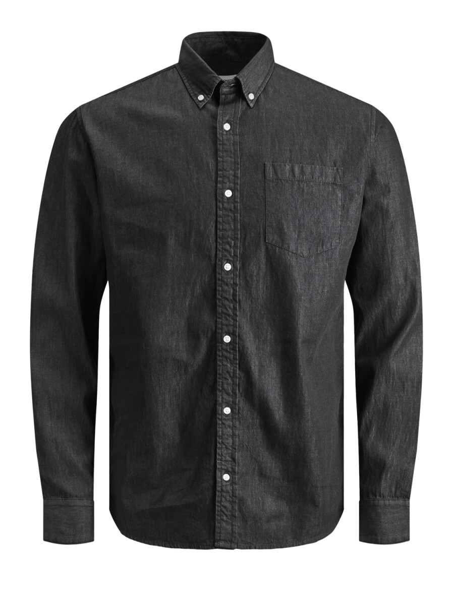 Camisa Plain Clásica Con Acabado Denim - Black Denim 