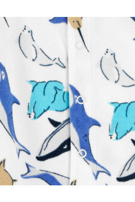 Pijama una pieza de micropolar, con pie, diseño ballenas Sin color