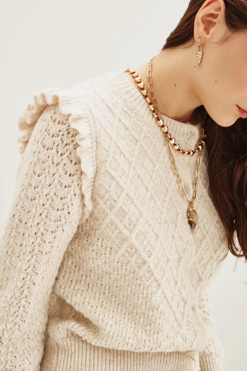 Cardigan Texture Sequins Crudo