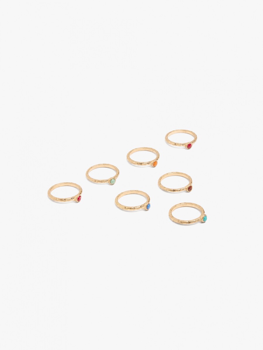 Set De Anillos Con Detalle De Color multicolor