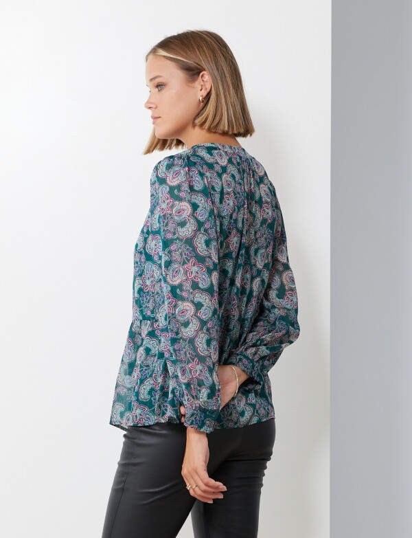 Blusa Gasa Lurex VERDE/MULTI