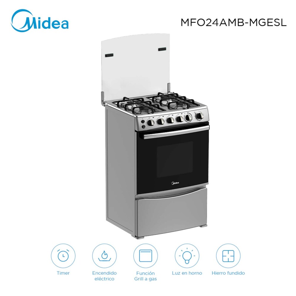 COCINA GAS MIDEA GAS GRIS MFO24AMB-MGESL