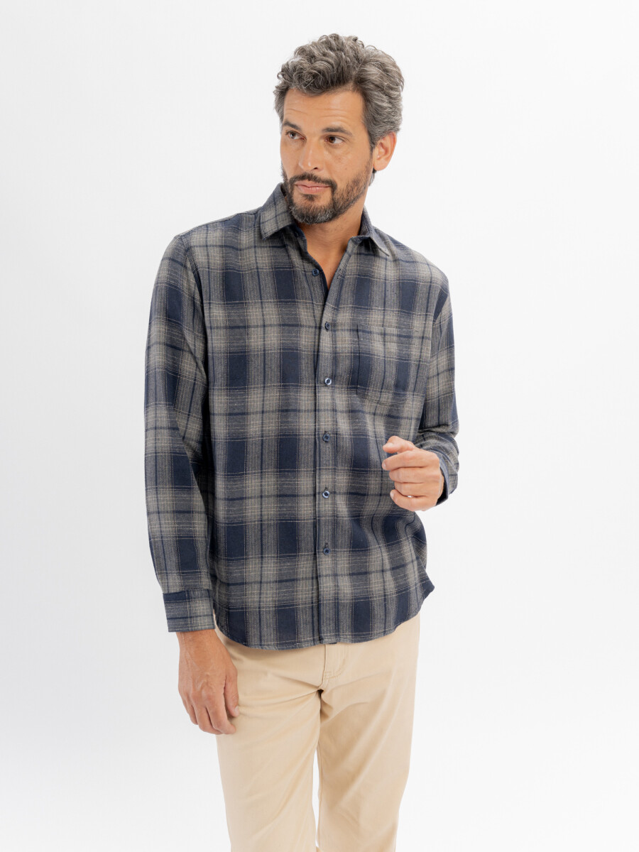 Camisa franela cuadros - gris 
