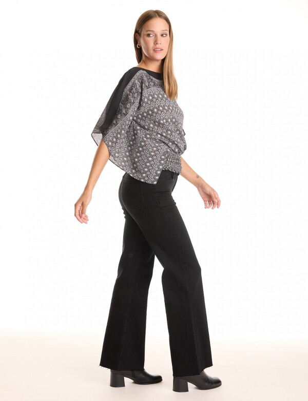 Blusa Dolman Print NEGRO/GRIS