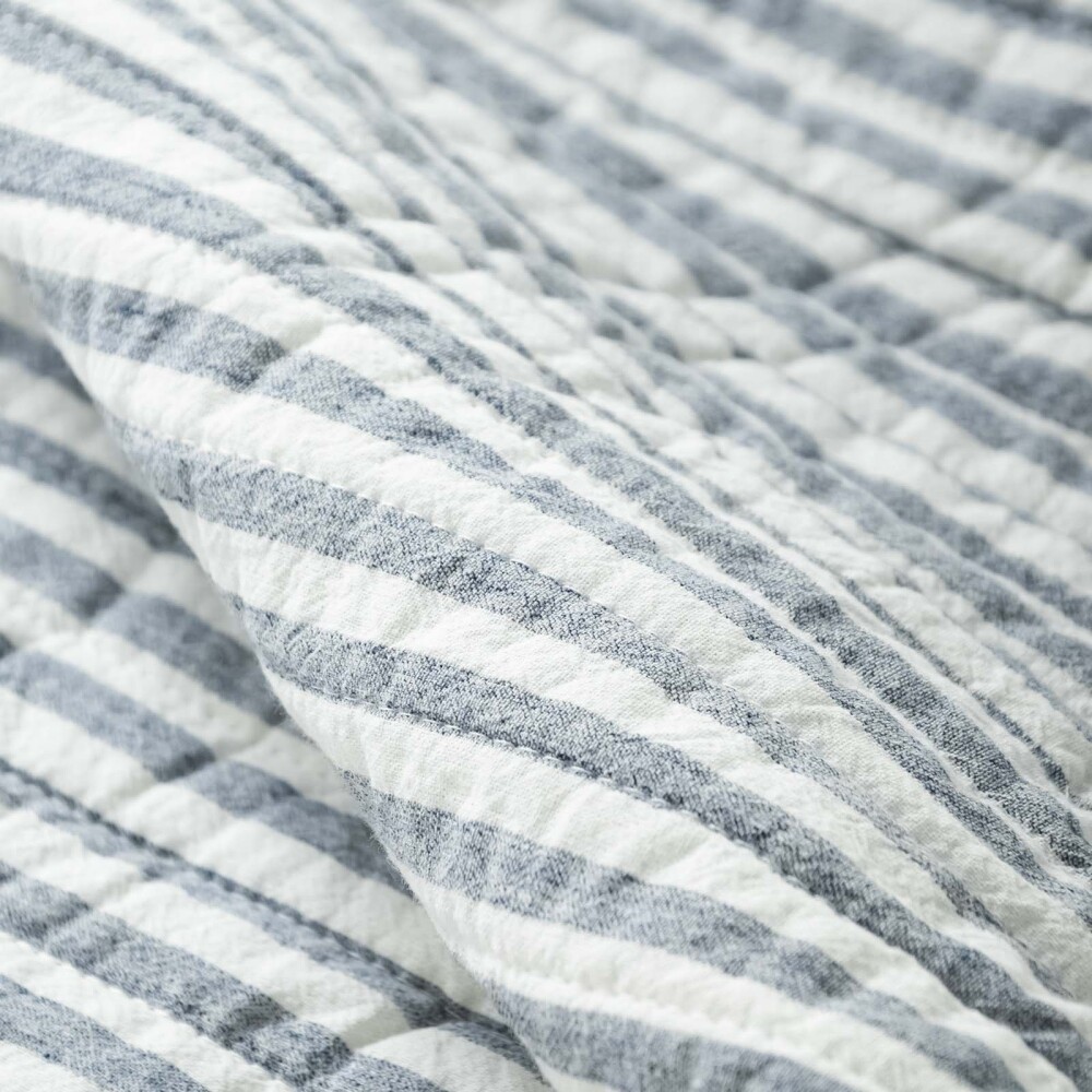 SET CUBRECAMA 1 PLAZA ALGODON AZUL COTTON STRIPE