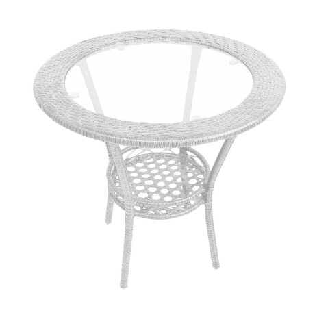 Set Juego De Jardín Mesa + 2 Sillas Rattan Exterior Blanco