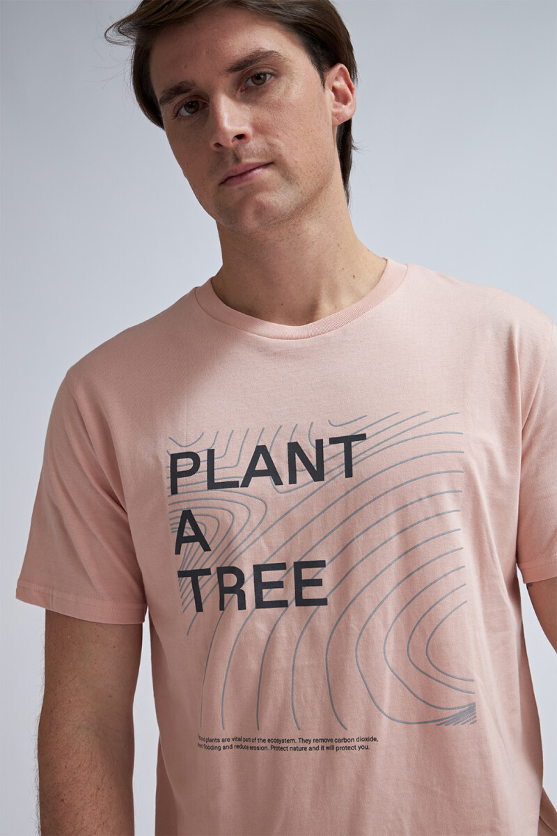 REMERA Manga corta Plant a tree rosa palido