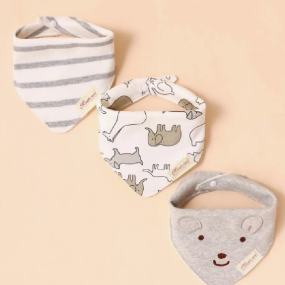Set baberos bandana x3 raton gris