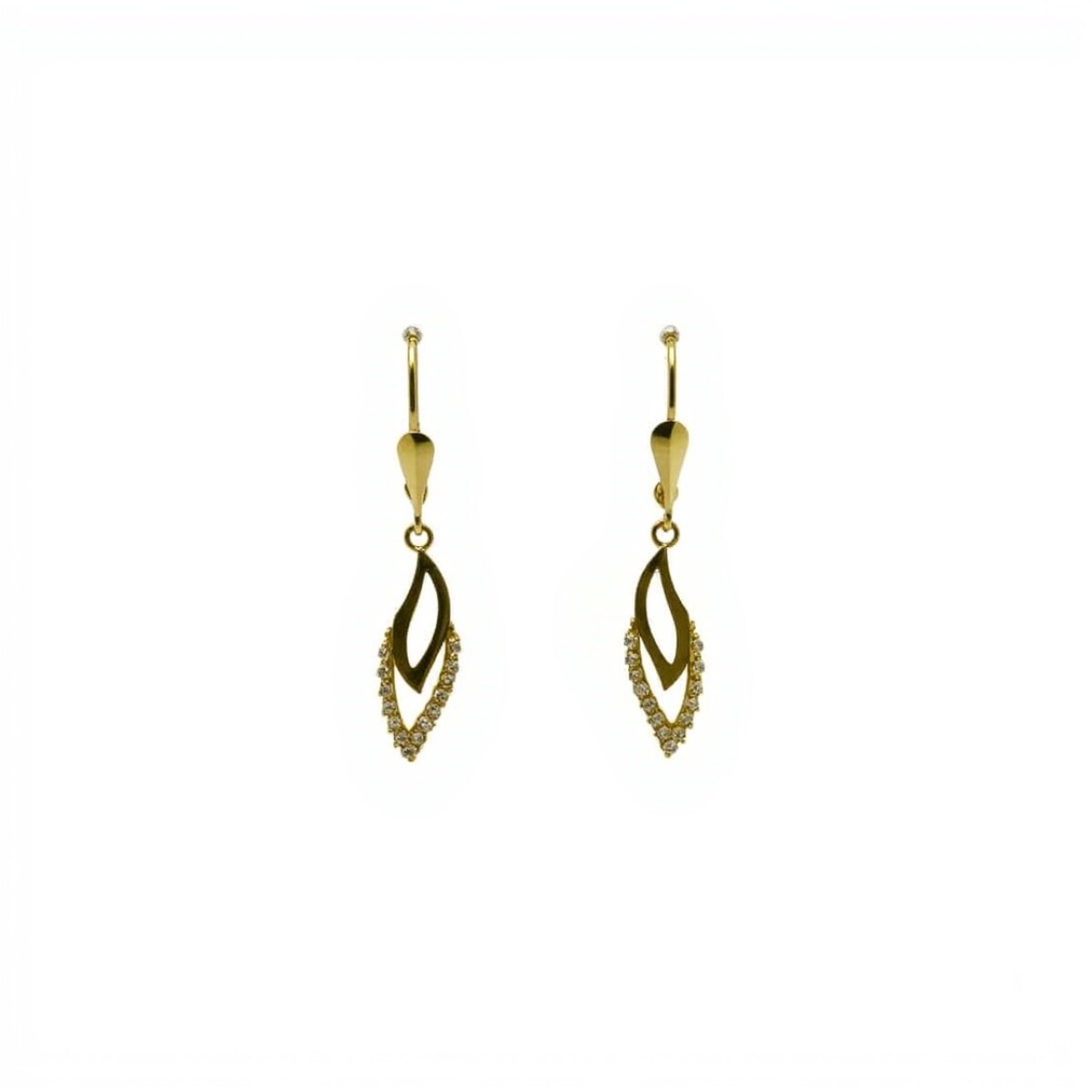Caravanas pendiente vintage con Zirconia - Oro bajo- Zironias- CA8413 - sinpiedra 