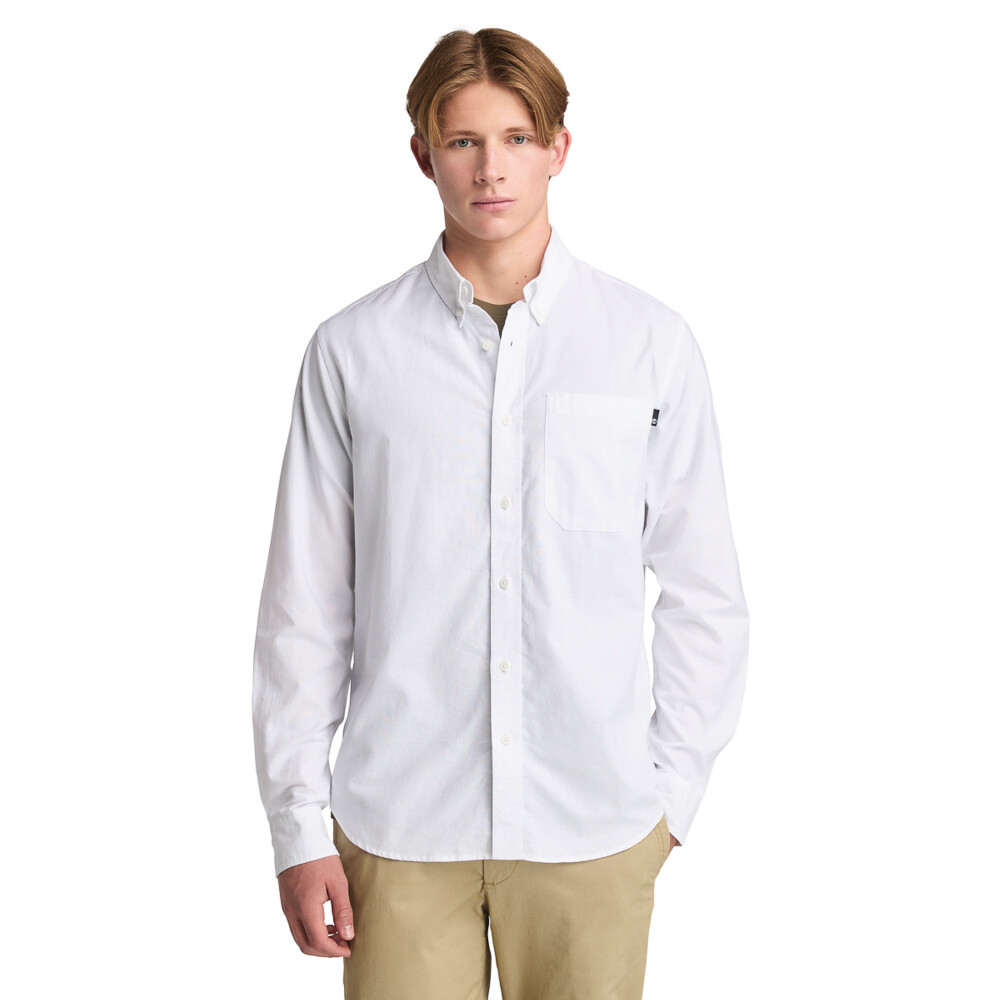 Camisa Oxford Manga Larga Hombre White Yd