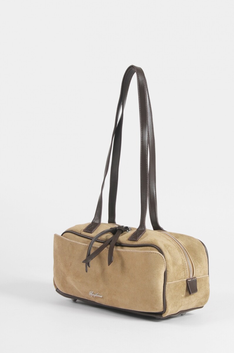 Cartera de hombro suede - beige 