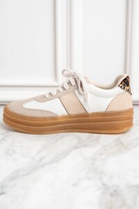Zapatilla Combinada Cuero Nácar
