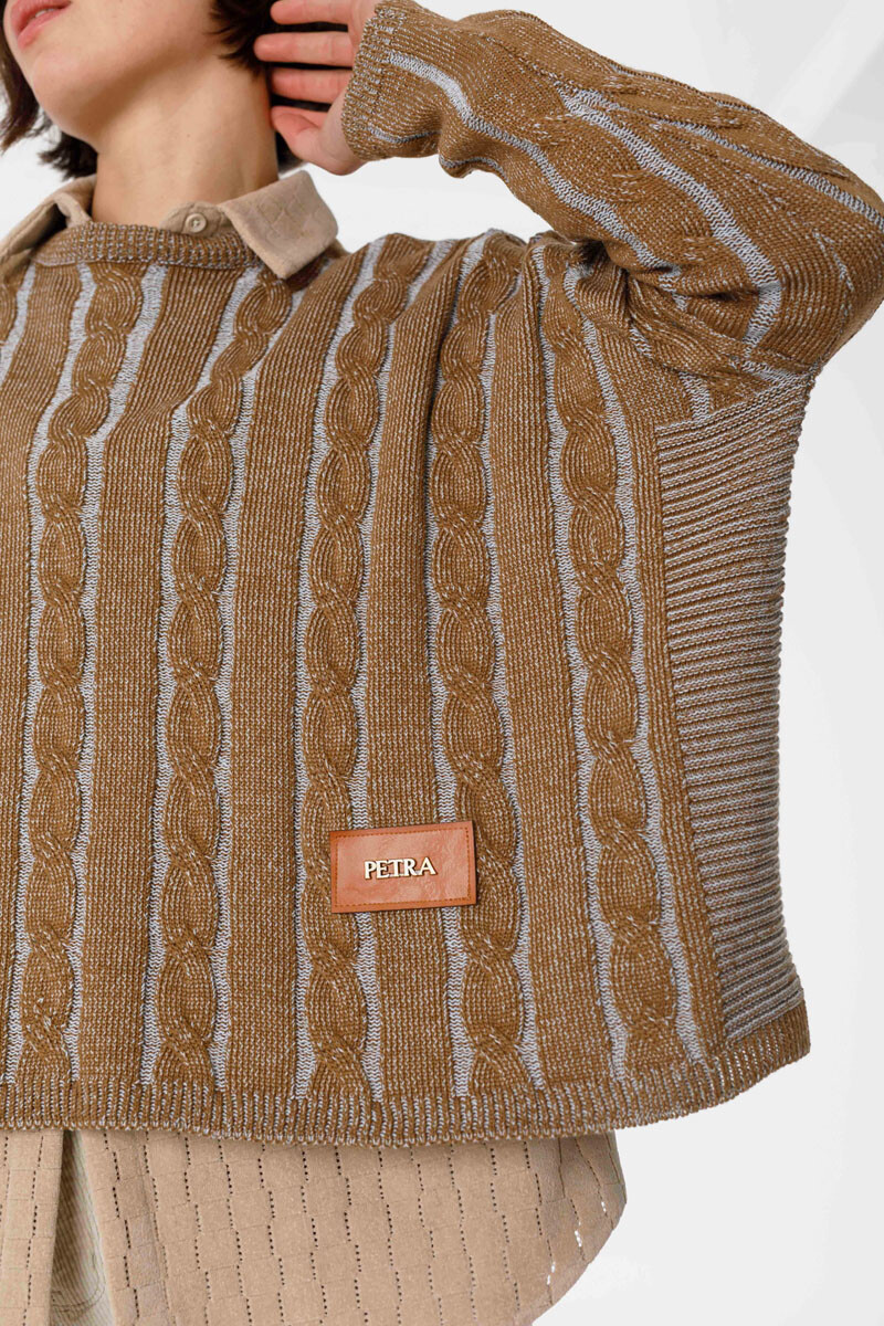 Sweater Oceano Crop Celeste/Camel