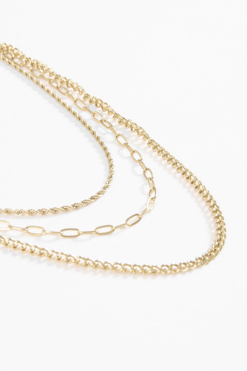Collar acero triple dorado