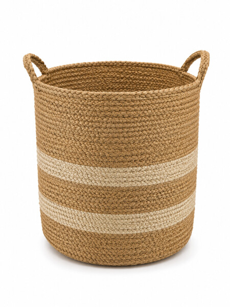 CESTO DE ALGODÓN Y YUTE BEIGE