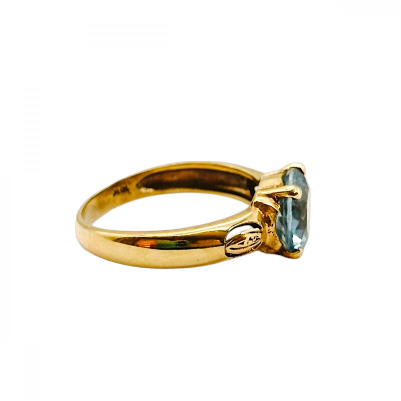 Anillo Solitario-Oro Bajo-Piedra Agua marina-AN8160 conpiedra
