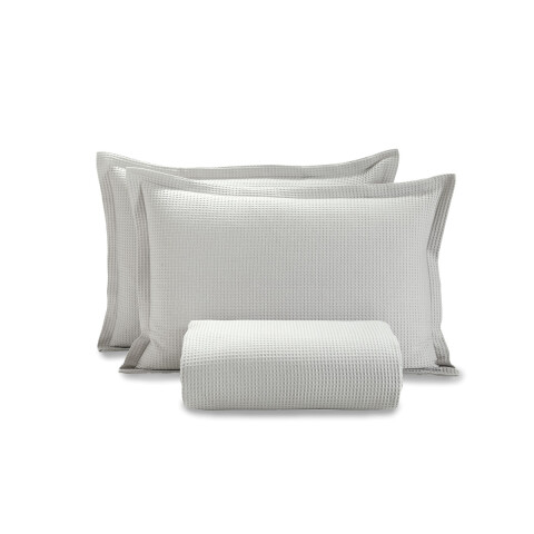 Juego Colcha y Funda Piquet Dohler King Size 100% Algodón GRIS PLATA