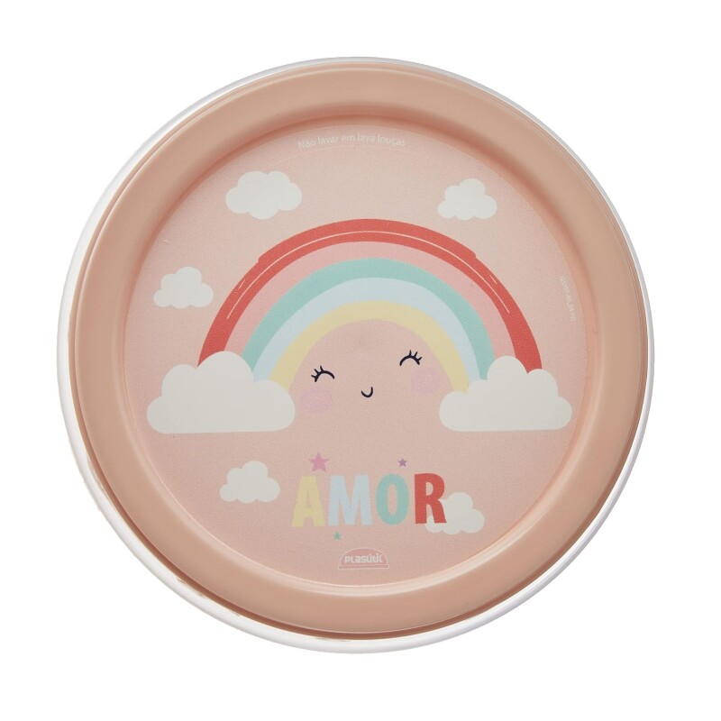 Recipiente Infantil con Tapa a Rosca 390 ml Arcoíris Rosa - Plasútil BAZAR PLASTICO RECIP ROSCA DEC 390ML ARCOIRIS ROSA