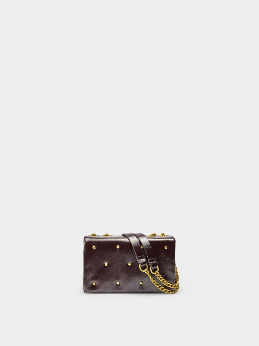 Bolso De Hombro Doble Con Tachuelas marron