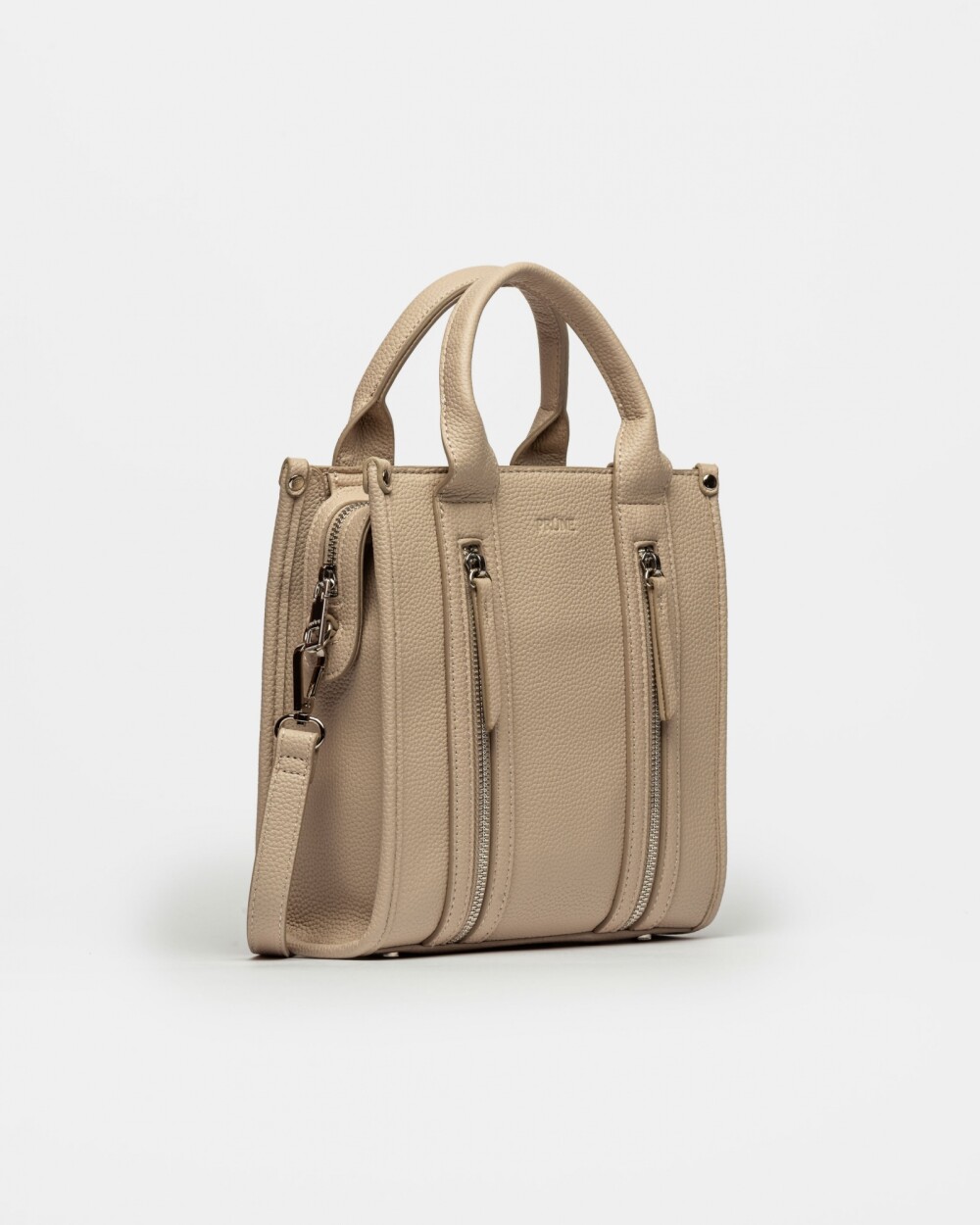 Cartera de Mano Oak en Efecto Cuero Liso Natural